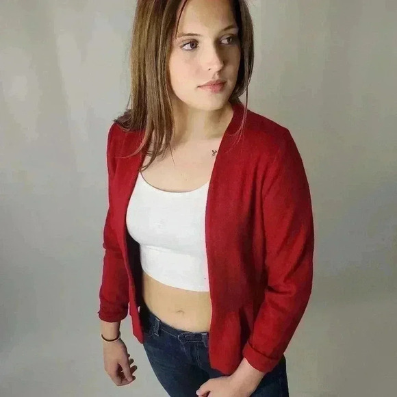 NWOT Anthropologie Pim + Larkin Peplum Wool Blazer Cardigan - Picture 3 of 7